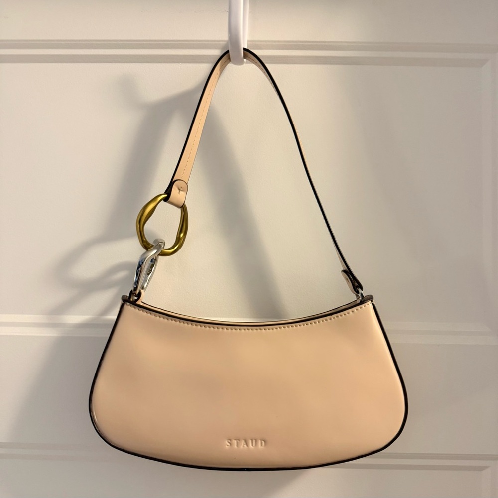 STAUD Ollie Leather Shoulder Bag in Shell Color - Worn Once - Like New Beautiful
